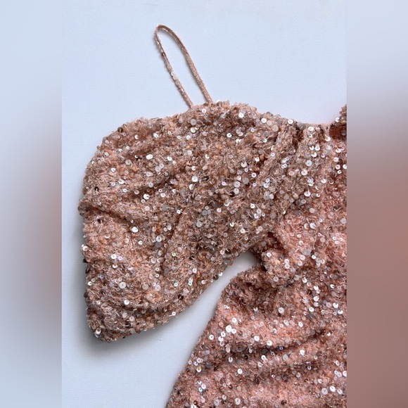 Badgley Mischka Off-the-Shoulder Sequin Dress Peony Pink size 0 gown wedding - Picture 15 of 16
